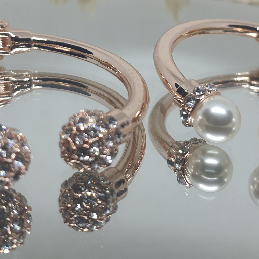 I.N.C Rose Pearl Hinge Duo Bracelets